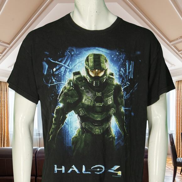Y2K Master Chief Halo 4 Microsoft Xbox Video Game Promo T Shirt Tee L - Picture 2 of 7